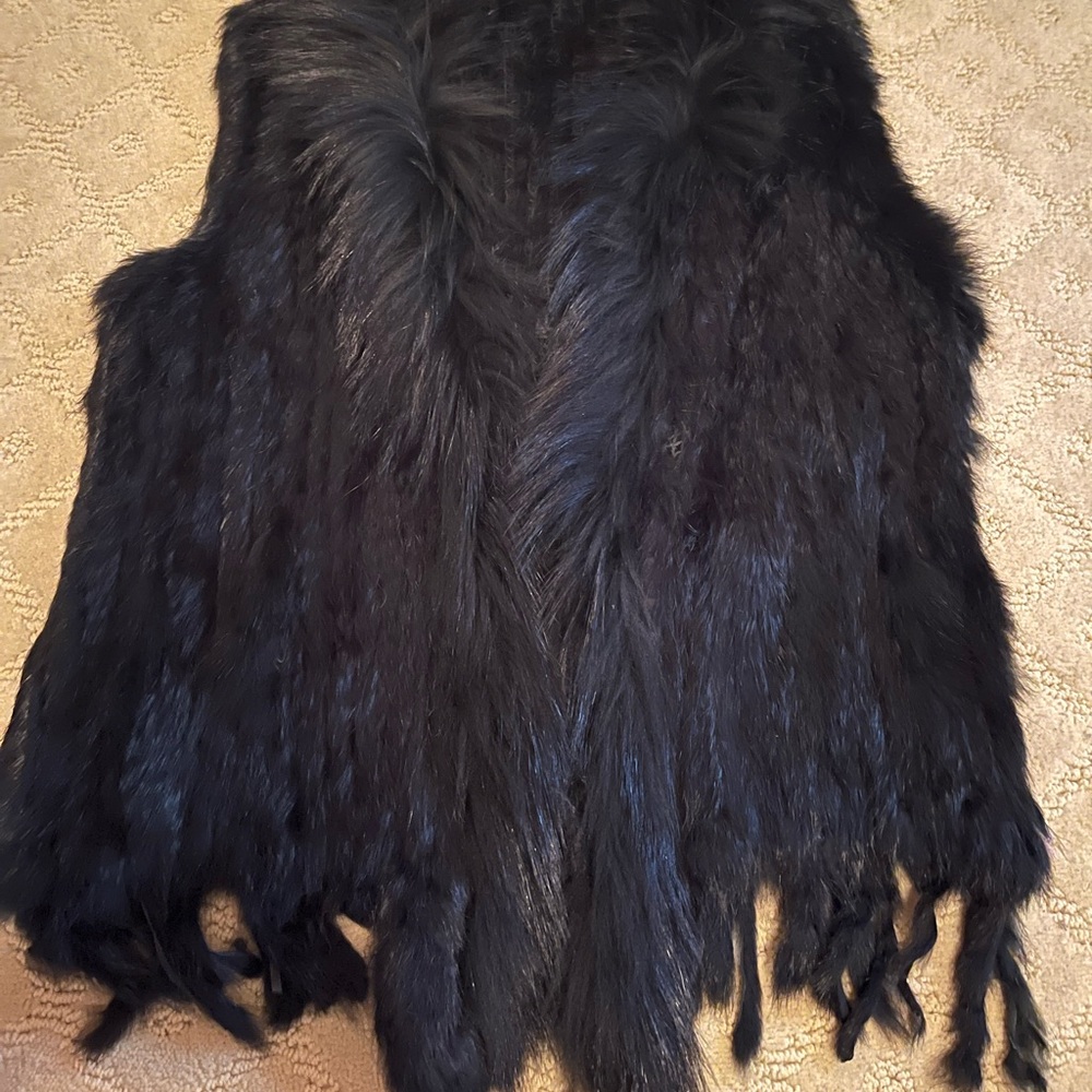 Dolce Cabo Black Knit Fur Vest